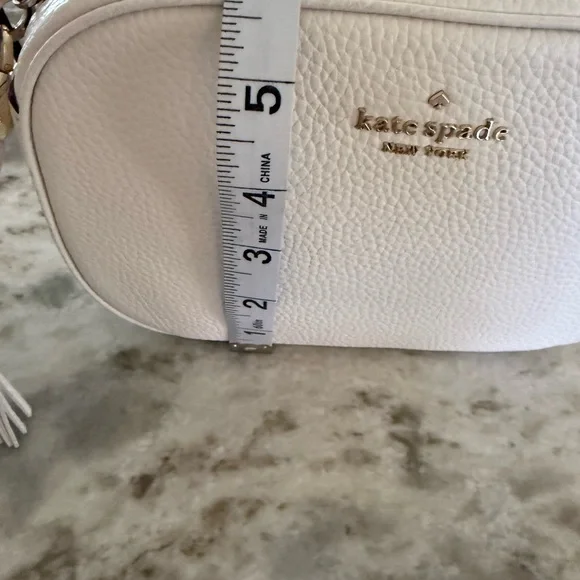kate spade White Pebbled Leather Camera Crossbody with Gold Hardware - Picture 8 of 9